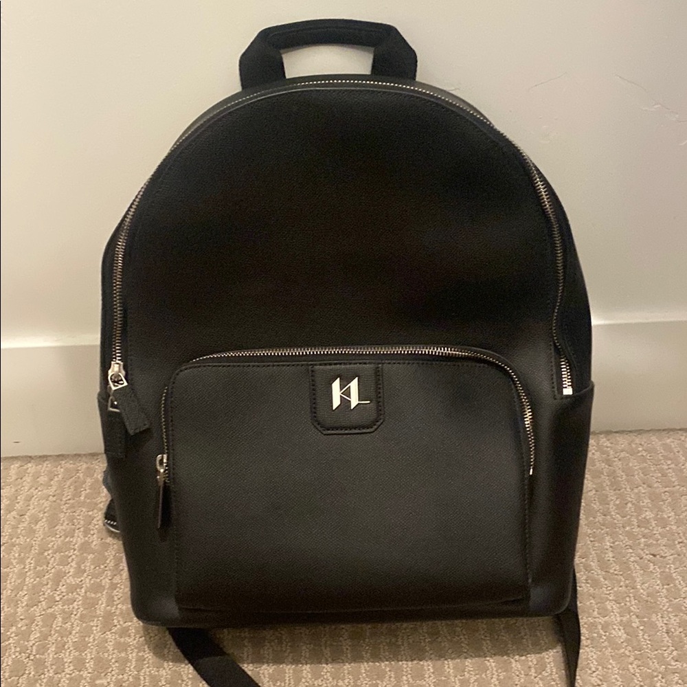 Karl Lagerfeld Black Backpack with Silver Accents